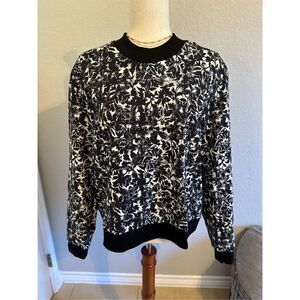 NWT Tory Burch Women’s Black/White Crewneck Sweater - Size Large - 31152109